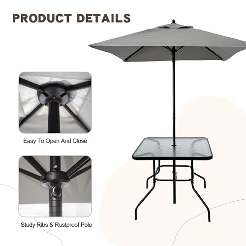 4-Person Metal Patio Furniture Set with Umbrella for Outdoor Spaces