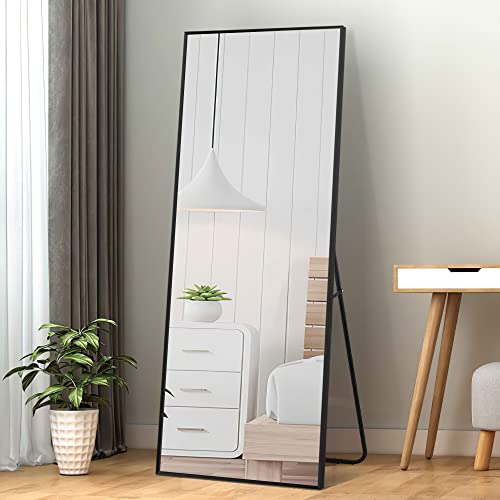 55 x 16 Full Length Mirror for Bedroom - Black