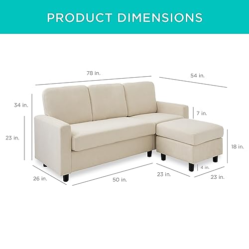 Compact Upholstered Sectional Sofa for Small Spaces - Ivory