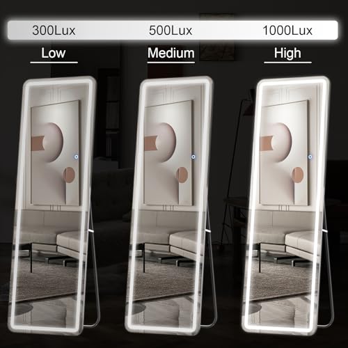 Full Length LED Mirror with Stand for Bedroom and Living Room