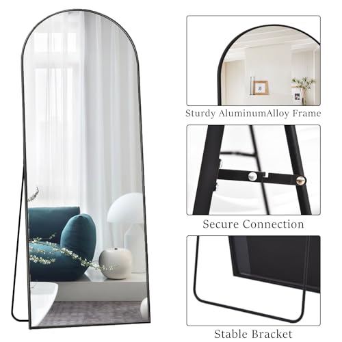 Full Length Mirror for Bedroom and Living Room, 70x26 with Stand, Hanging, Leaning or Wall Mounted, Black
