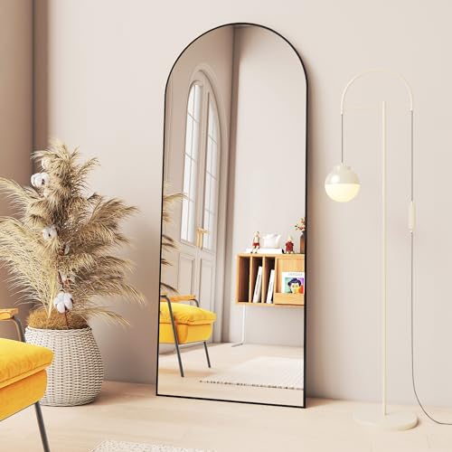 Oversized Black Full Length Mirror with Stand for Home Decor
