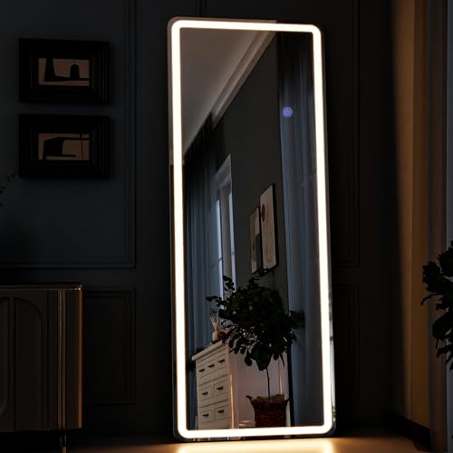 LED Full Length Mirror for Bedroom - 64 x 21 - White