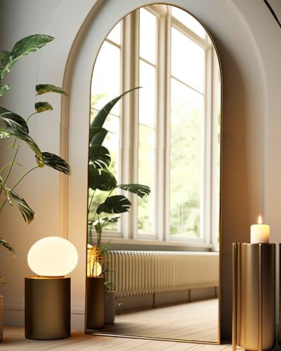 Oversized Gold Arched Mirror for Bedroom Decor