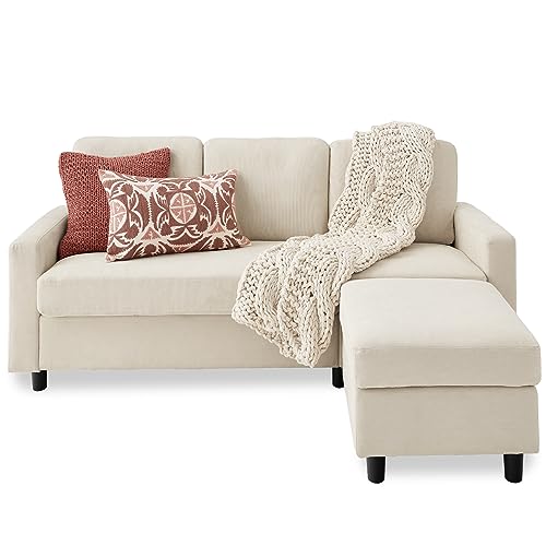 Compact Upholstered Sectional Sofa for Small Spaces - Ivory
