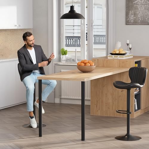 Modern Leather Bar Stools Set of 2 for Kitchen, Black