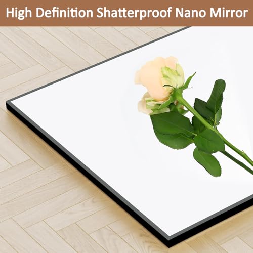 Floor Mirror with Stand, 59x16 Aluminum Alloy Frame for Livingroom Home Decor, Free Standing or Wall-Mounted, Black