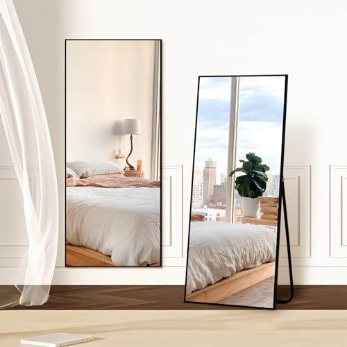 Black Full Length Mirror, 56x20, Free Standing or Wall Leaning Floor Mirror