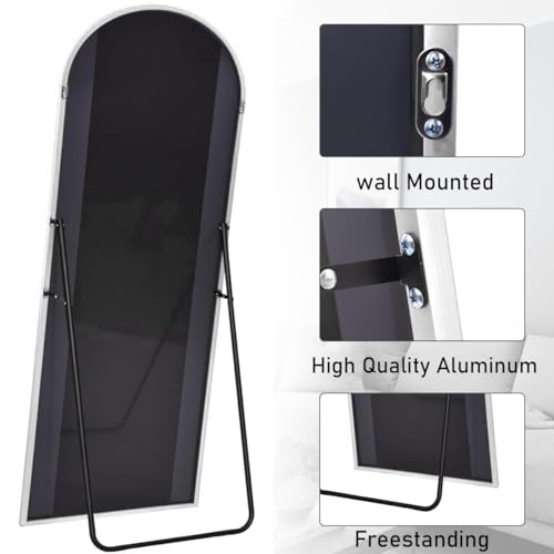 Arch Full Length Mirror with Stand for Bedroom - White