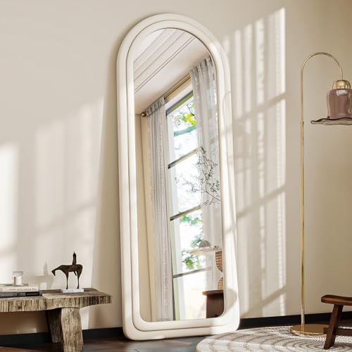 63x24 Arched Full Body Mirror with Stand for Living Room, Bedroom - White