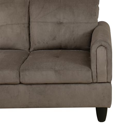 Modern 2-Piece Sectional Sofa Set for Living Room: CDT MEDIA L-Shaped Couch in Corduroy Fabric (Brown)