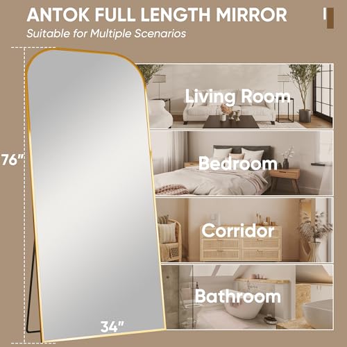 Full Length Gold Floor Mirror for Bedroom and Living Room