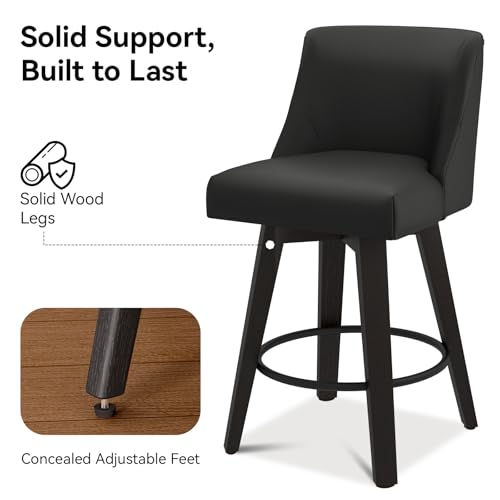 Black Swivel Bar Stools for Kitchen Island - Set of 2