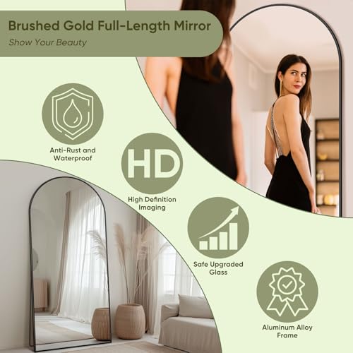 76x34 Arched Full Body Mirror for Bedroom and Living Room