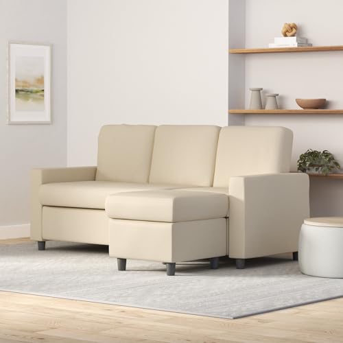 Compact Upholstered Sectional Sofa for Small Spaces - Ivory