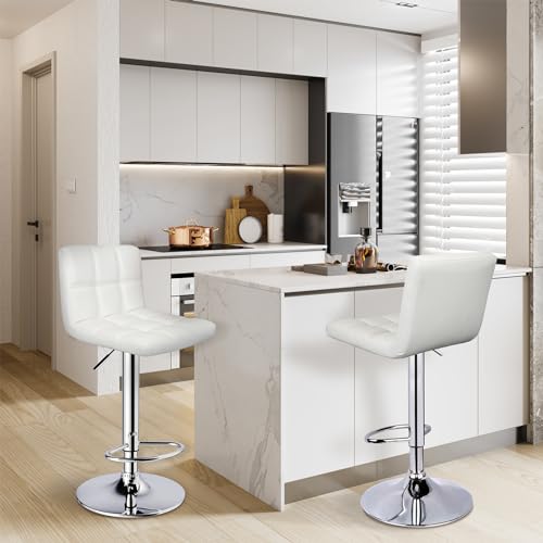Swivel Barstools Set of 2, White