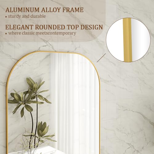 Full Length Gold Wall Mirror with Stand, 56x21 - Bedroom & Living Room