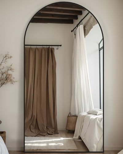 Black Full Length Arched Floor Mirror for Bedroom and Living Room