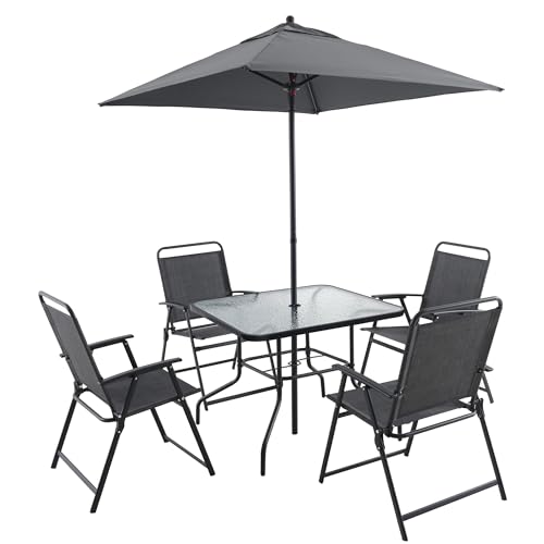 4-Person Metal Patio Furniture Set with Umbrella for Outdoor Spaces