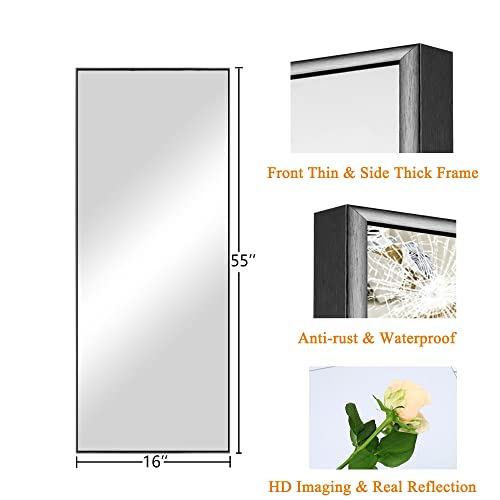 Black 55x16 Full-Length Bedroom Mirror