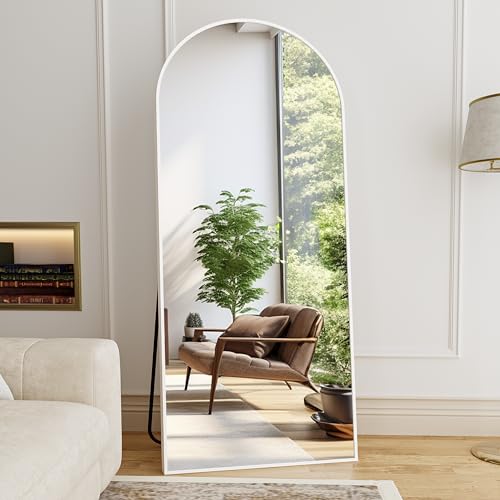 Arch Full Length Mirror with Stand for Bedroom - White