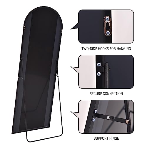 Black Full-Length Floor Mirror for Modern Bedrooms and Living Spaces