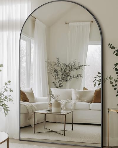 Oversized Full Length Floor Mirror for Bedroom and Living Room, Black