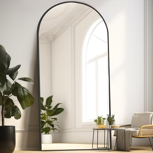 MELOMOIR 76x34 Arched Full Length Floor Mirror - Black, Free-Standing or Leaning