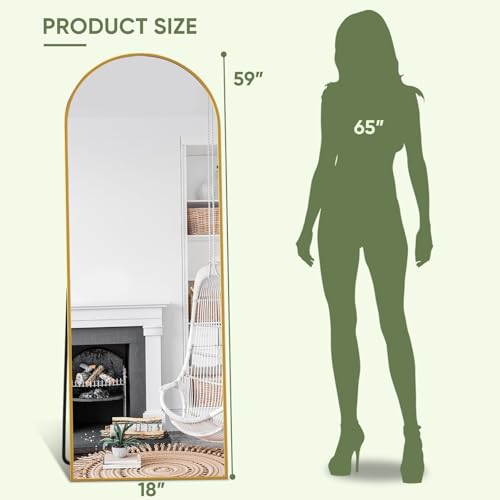 59x18 Arched Full Length Body Mirror - Gold, for Bedroom, Cloakroom, Living Room