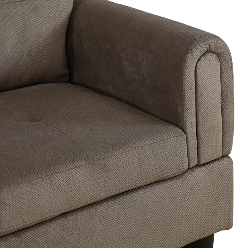 Modern 2-Piece Sectional Sofa Set for Living Room: CDT MEDIA L-Shaped Couch in Corduroy Fabric (Brown)