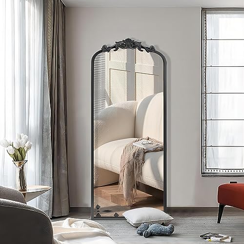 Elegant Antique Black Full-Length Wall Mirror for Entryway, Living Room, Hallway