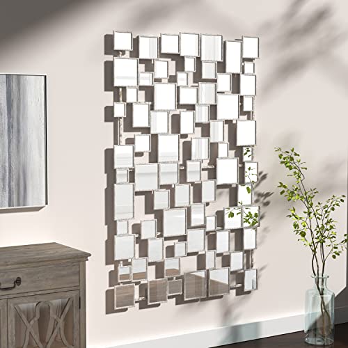 Silver 45×30 Inch Rectangular Accent Mirror for Living Rooms and Entryways