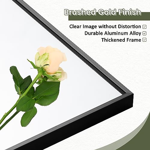 Full Length Mirror with Stand, 56x19 Aluminum Frame Floor Mirror, Black - for Bedroom and Living Room