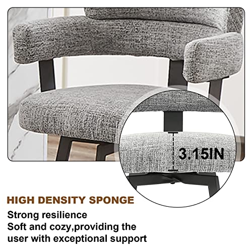 Grey 30 Inch Bar Stools Set of 2 with Full Back and Swivel - Modern Bar Height Stools for Kitchen Island, Dining, and Living Room