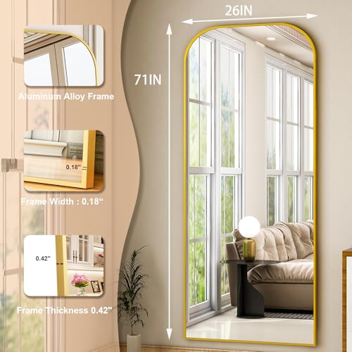 Full Length Mirror for Living Room or Bedroom: 71x26 Gold Frame