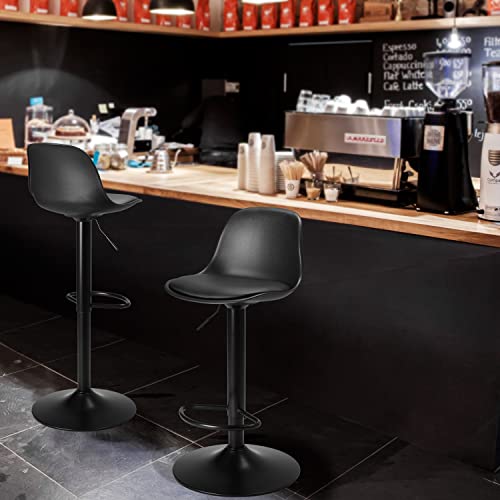 Set of 2 Swivel Barstools for Kitchen, Black