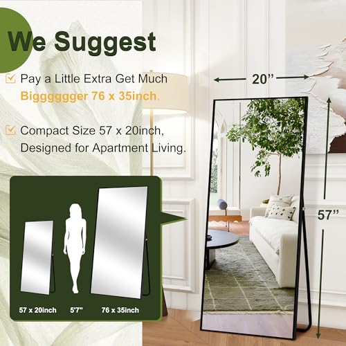 Full Length Black Mirror for Bedroom and Living Room
