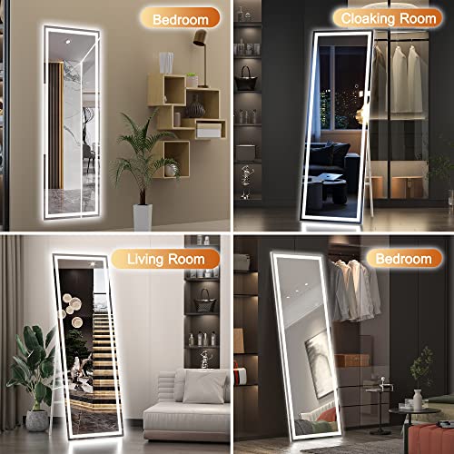 Led Floor Mirror Square White 56x16 Bedroom Living Room