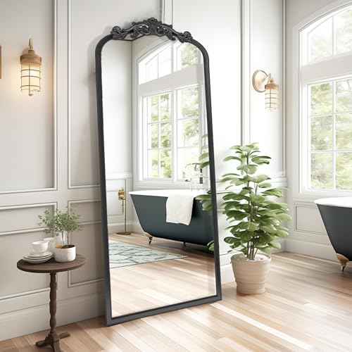 Elegant Antique Black Full-Length Wall Mirror for Entryway, Living Room, Hallway