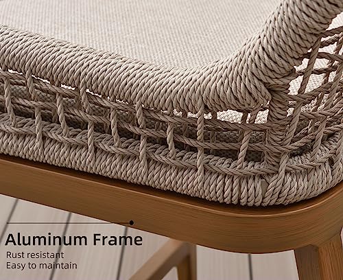 Set of 4 Purple Leaf Woven Rattan Bar Stools for Modern Patio