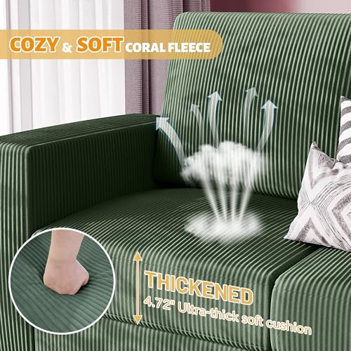 Small Green L-Shaped Sectional Sofa for Apartments, Living Rooms, and Offices