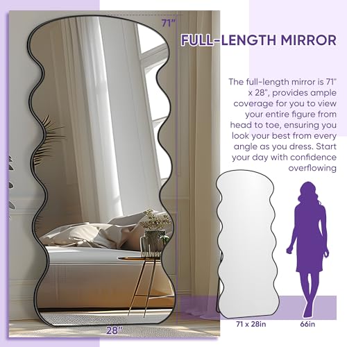 Full Length Arched Mirror, 71x28 Freestanding Floor Mirror for Bedroom and Living Room, Black