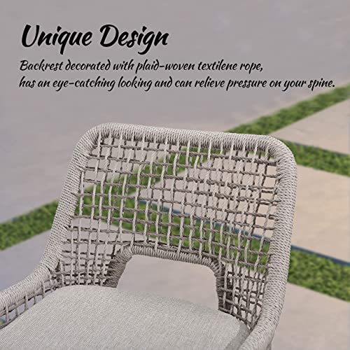 Set of 4 Purple Leaf Woven Rattan Counter Height Bar Stools for Modern Patio Seating