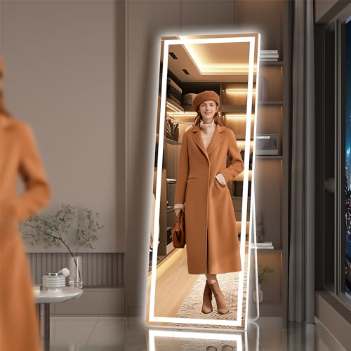 56 x 18 LED Full Length Mirror with Lights for Dressing, Dimmable, Safe to Use