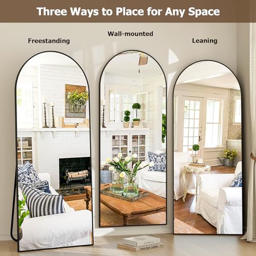 Extra Large Black Arched Full Length Mirror for Bedroom, Living Room, Bathroom