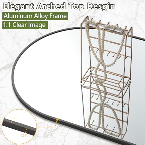 MELOMOIR 76x34 Arched Full Length Floor Mirror - Black, Free-Standing or Leaning