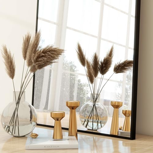 Full-Length Arch Floor Mirror with Stand - Black