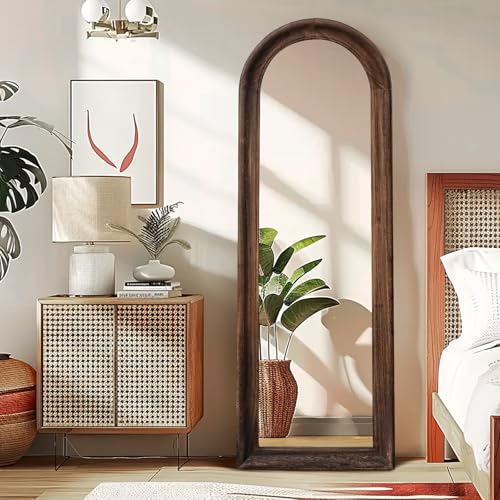 Large Brown Arched Full Length Mirror for Living Room or Bedroom