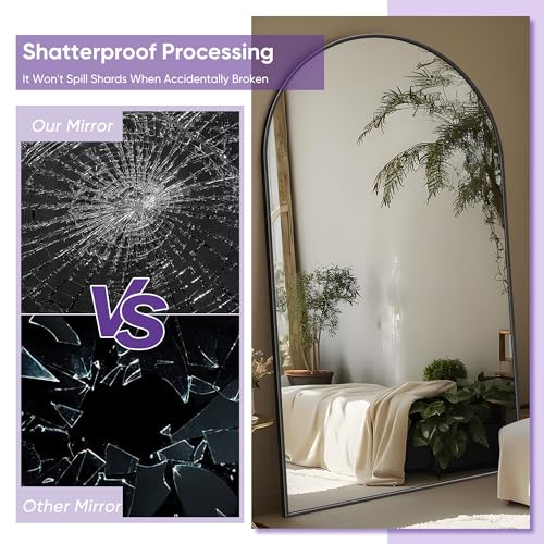 Oversized Full Length Floor Mirror for Bedroom and Living Room, Black