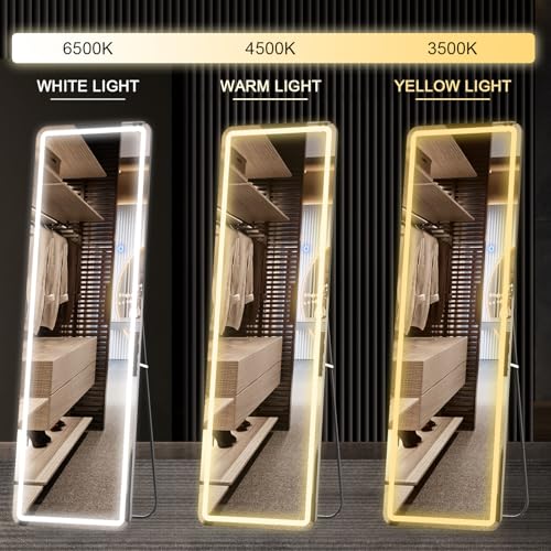 Full Length LED Mirror with Stand for Bedroom and Living Room